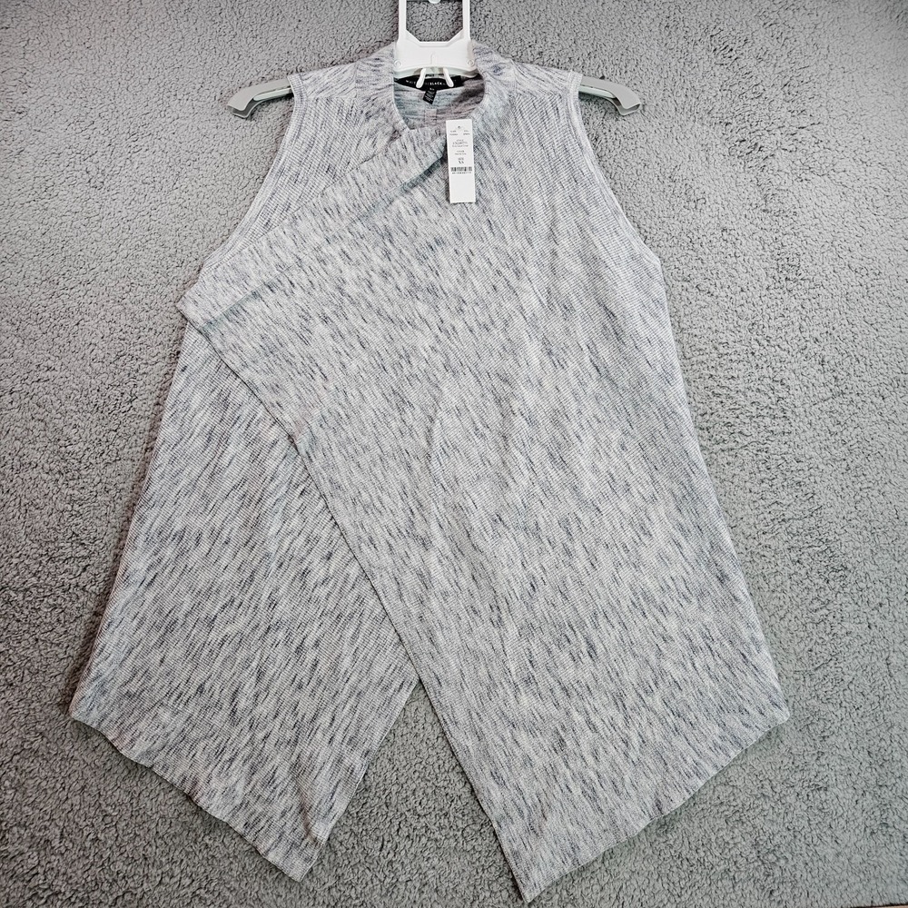 NWT‎ - White House Black Market Sleeveless Drapery Cardigan XS Gray  - NEW